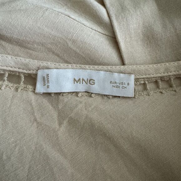 Mango Asymmetrical Embroidered Open Work One Shoulder Top S Ecru - Picture 9 of 11